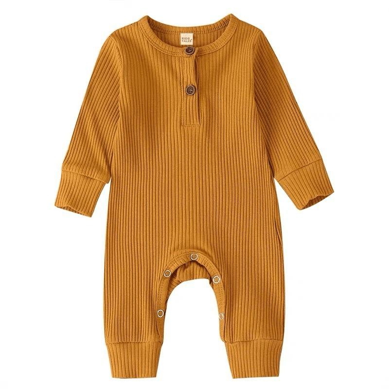 Long Sleeve Baby Romper Solid Color Simple Fashion Infant Jumpsuit Princess Style