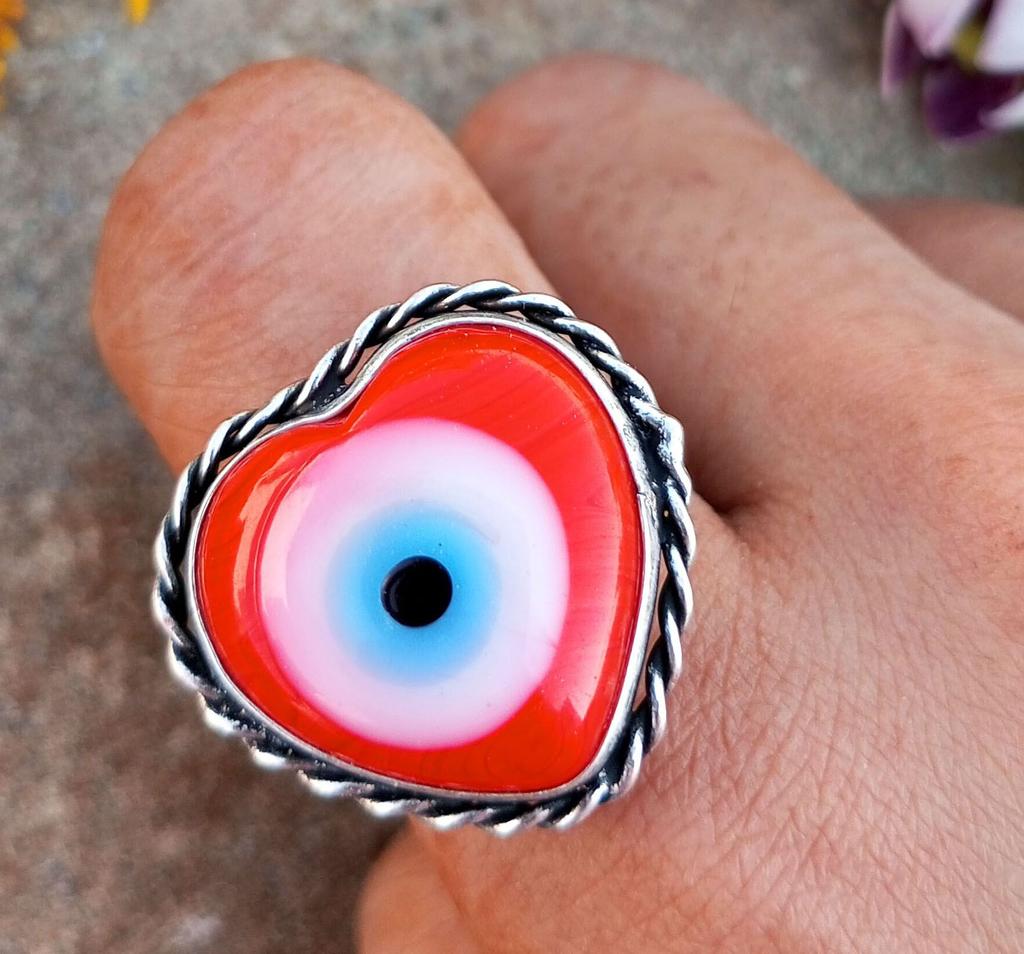 Evil Eye Gemstone 925 Sterling Silver Plated  1 pcs Ring chris-br117
