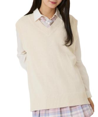 WEGO School Solid Knit High Classic Everyday Size F Vest, Vest, Uniform, Student, School, Simple, School, Sweater, Gift, Present, Wear, Spring,