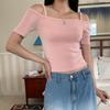 New ArrivalS Open Run Women S Off Shoulder Plain Spring Slim FiT ShorT Sleeve T