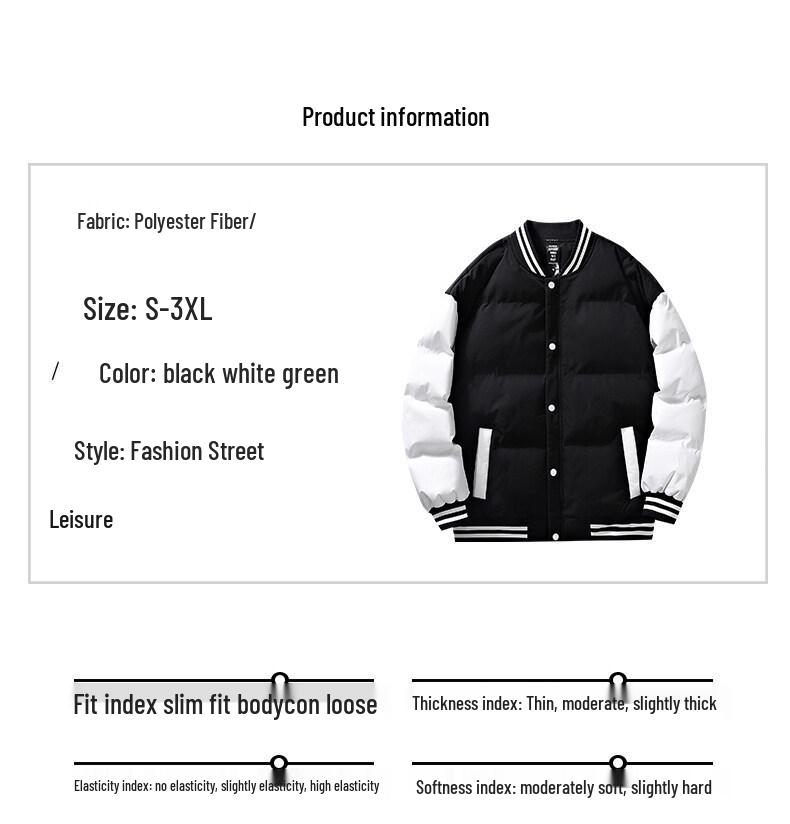 Men's Trendy 2025 Autumn/Winter Cotton Baseball Jacket - Loose, Warm Coat