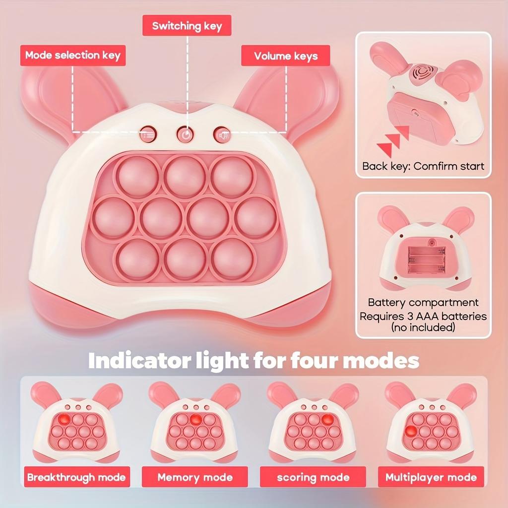 1 intelligentes Spielzeug, 4 Modi, 999 Spiellevel, mit Lichtern, Schnell-Drück-Spielkonsole, Handheld-Spielkonsole, Schnelle Puzzle-Spielkonsole, Drück-Blasen-Spielzeug, Spielkonsole