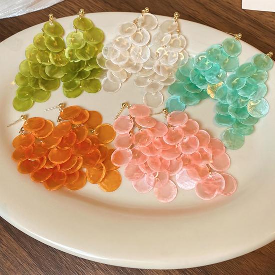 1 Pair Long Style Multi-Layer Drop Earrings Translucent Metal Needle Design Artificial Crystal