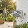 Portable Garden Hose Reel, 20+2 m Wall Mounted Hose Reel with 2 Patterns Spray Nozzle and Crank Handle, Grey