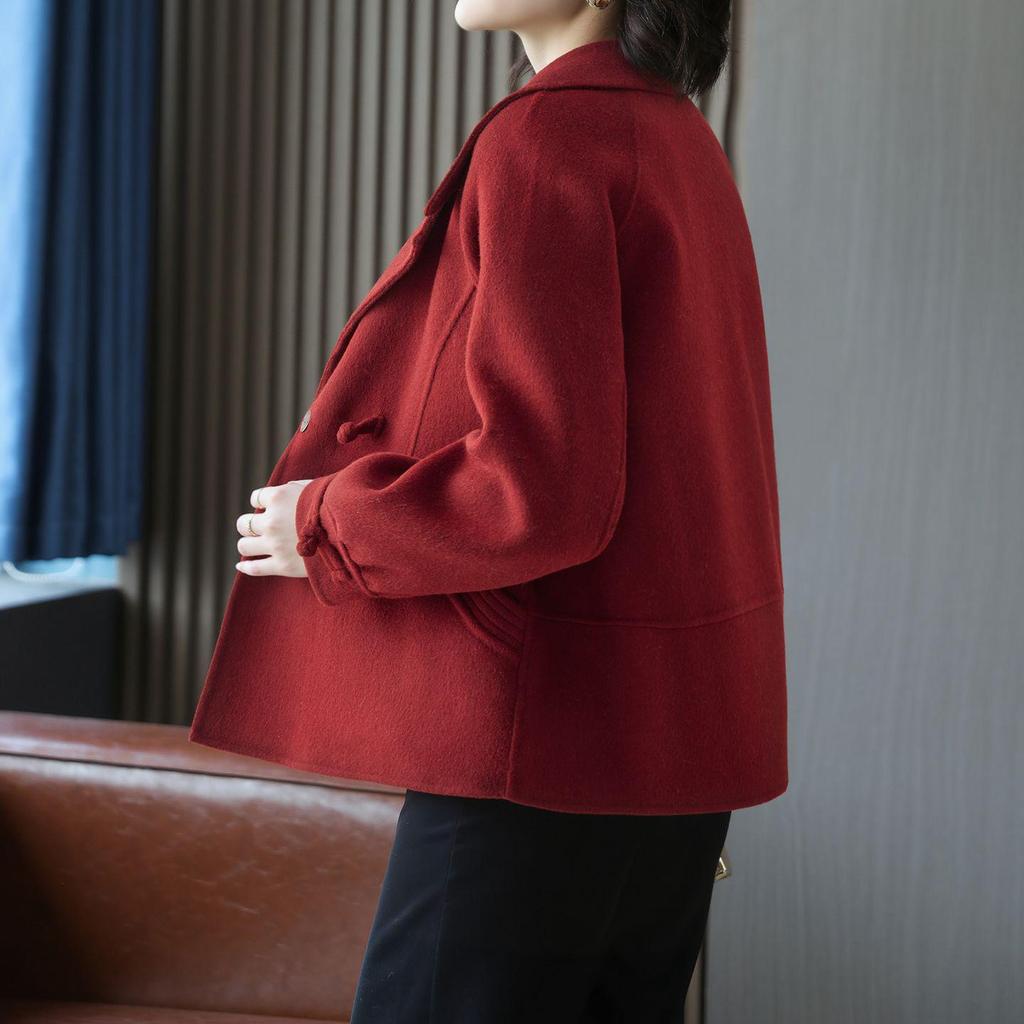 Spring & Autumn Wool Lapel Coat for Middle-aged Women