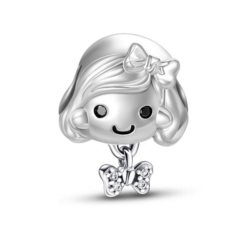 Liten flicka Liten pojke Berlockpärlor Hänge Passar Orm Silverarmband Halsband För DIY-smycken Kvinnors Gåva