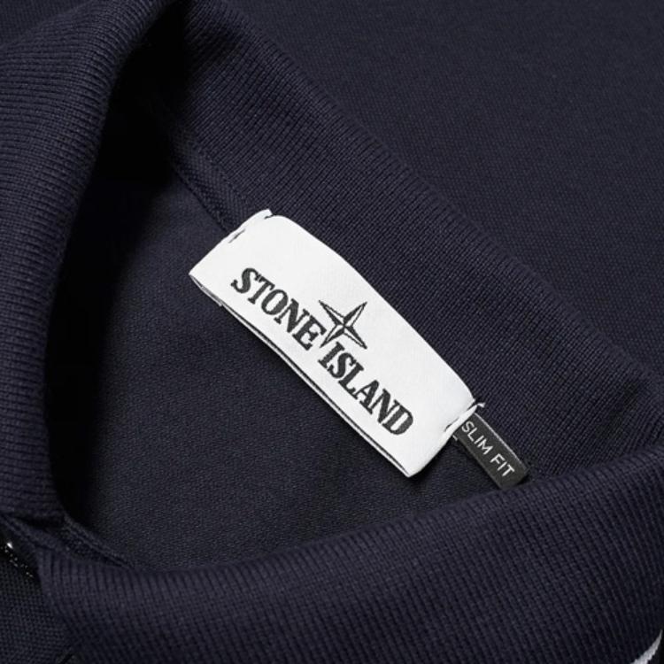 STONE ISLAND Ss21 Stretch Lammfell Poloshirt Herren Poloshirts Marineblau 101522S18-V0020