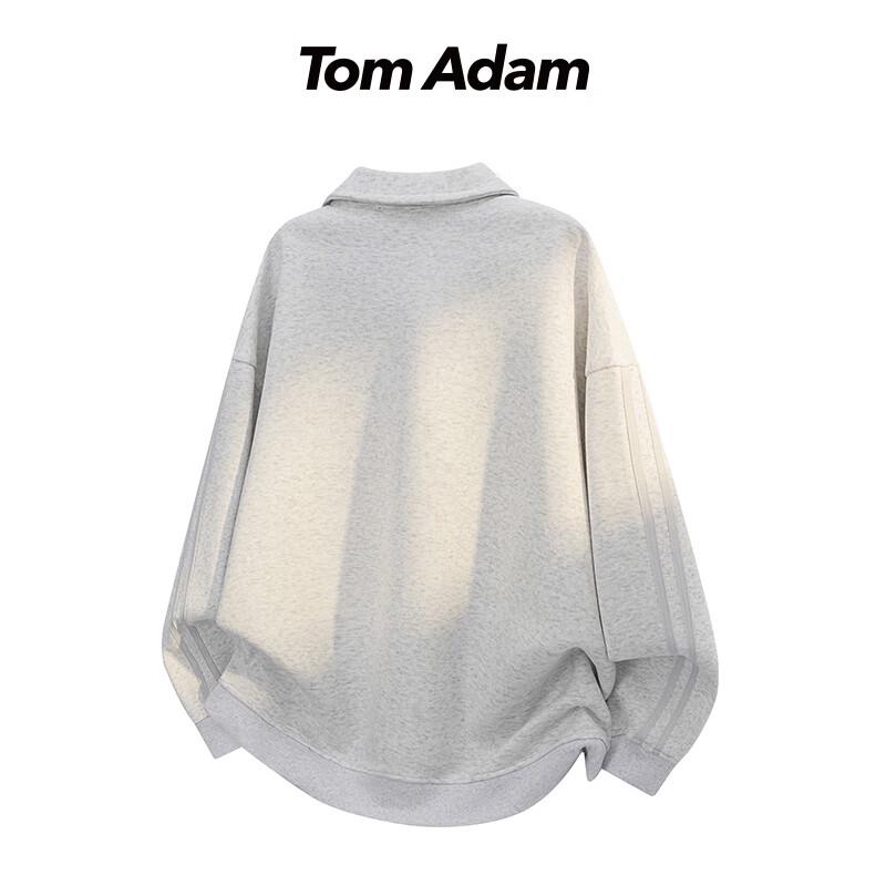 TOM ADAM Gestreiftes Color-Block Revers-Pullover-Sweatshirt