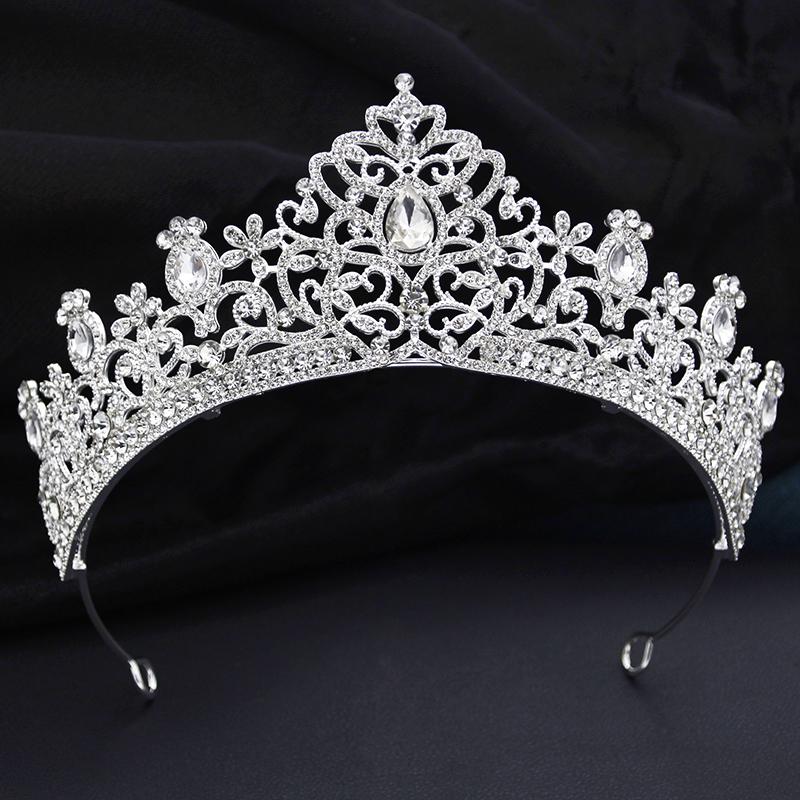 Gorgeous Baroque Rhinestone Wedding Crown for Women Girls Party Birthday Tiaras Headbands Bridal Hair Jewelry for Queen Tiara