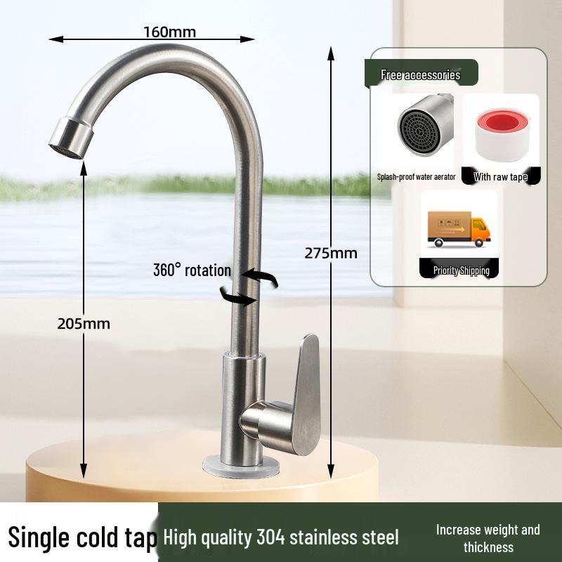Stainless Steel Anti-Splash Hot & Cold Kitchen Faucet for Vegetable Sink & Washbasin