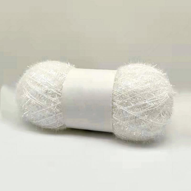 

50 г Блестящая акриловая пряжа с люрексом Высококачественная пряжа для вязания Премиальное стекло Прочная Пряжа Удобная для вязания белый
