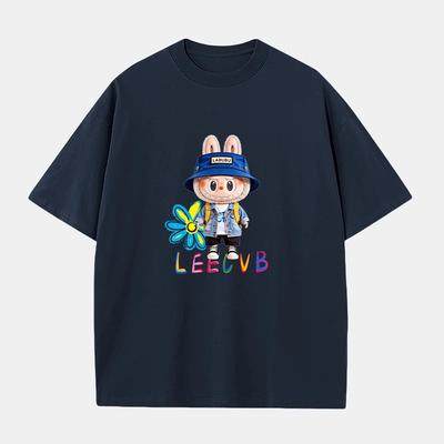 T-shirt Estiva da Uomo alla Moda LABUBU Stampa 3D Manica Corta Taglia Larga Top Versatili per l'Uso Quotidiano