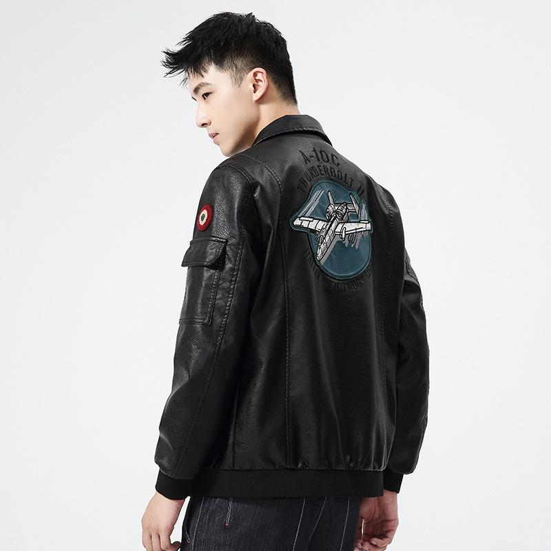 Trendy Slim Fit Retro Spring/Autumn Leather Motorcycle Jacket