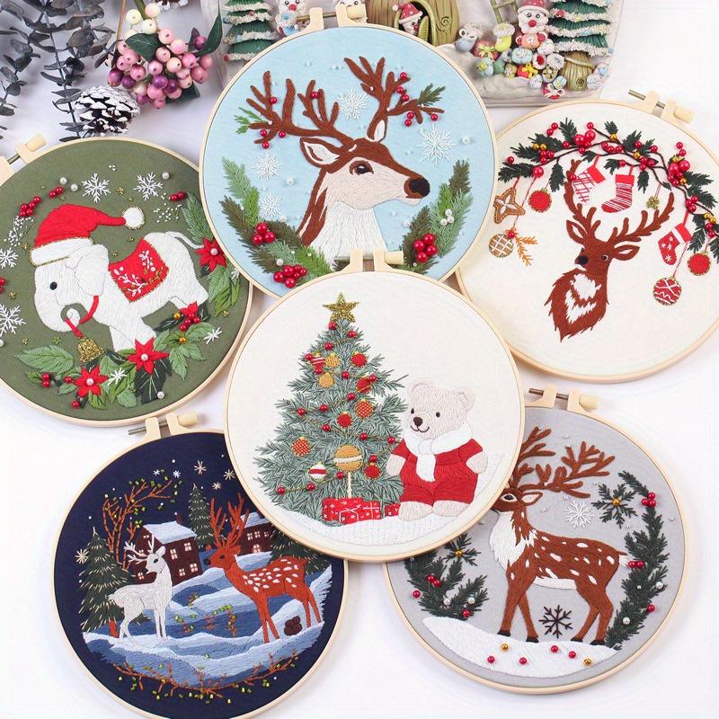 1Pc Christmas-themed Embroidery DIY Kit, Including Embroidery Frame But Excluding Tools.