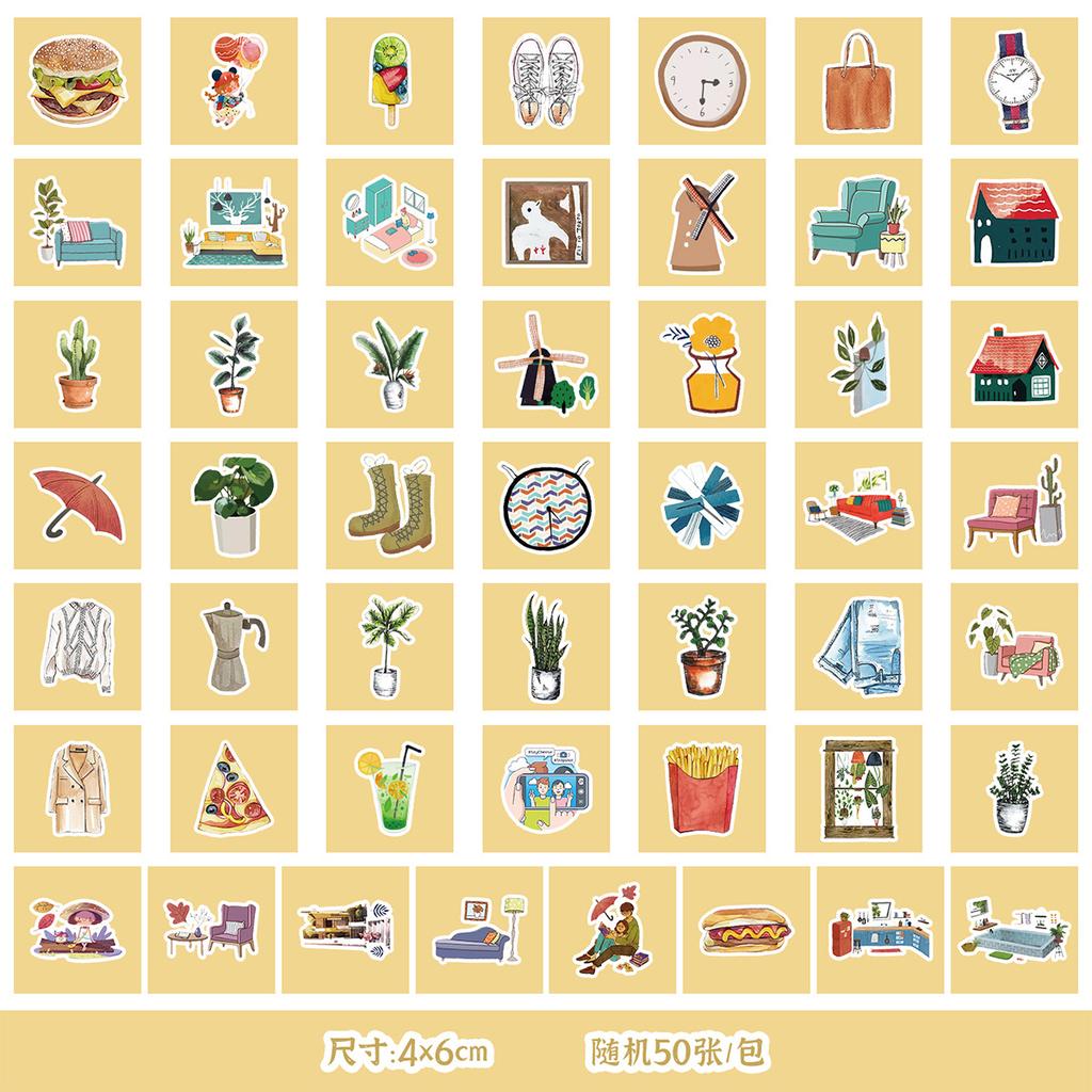 50/100 Retro Style Graffiti Stickers Mobile Suitcase Decoration Waterproof Stickers DIY Hand Account Stickers