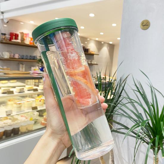 700ml Straw Cup with Foldable Straw Built-in Filter Tea Bin Easy to Clean