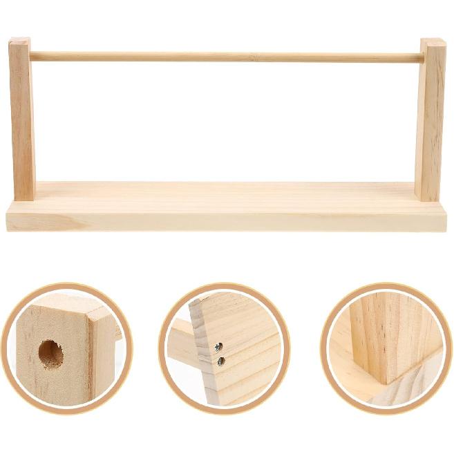 Jojofuny Wooden Tabletop Paper Roll Dispenser Vintage Rotatable Bobbin Stand Paper Roll Dispenser Holder Sewing Ribbon Yarn Organizer for Holiday