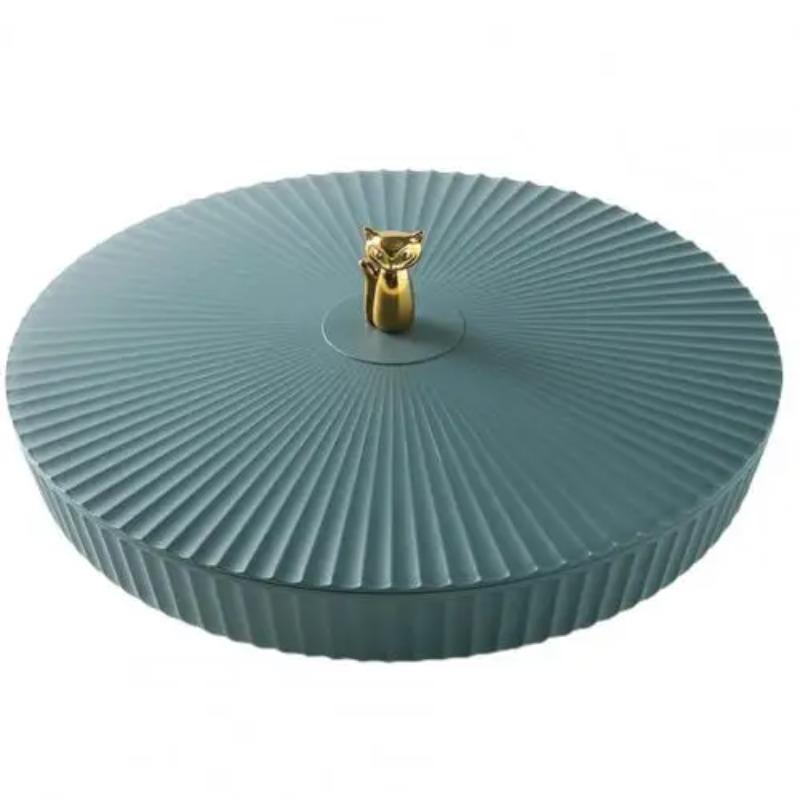 Plastic Round Dried Fruit Snack Candy Tray Storage Box with Lid Pastry Nut Dish Plate Appetizer Serving Platter Desktop Supplies