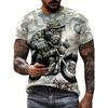 Summer Round Neck 3D Funny Animal Pattern Print Top Fashionable Casual Short Sleeved Men's T-shirts