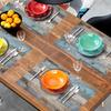 4/6pcs Farmhouse Wood Grain Placemats Set, Retro Barn Wood Grain Placemat, Rustic Cottage Style Heat Resistant Washable Placemats for Restaurant