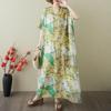 Short Sleeve Plus Size Cotton Vintage Floral New In Dresses for Women Casual Loose Maxi Long Summer Dress