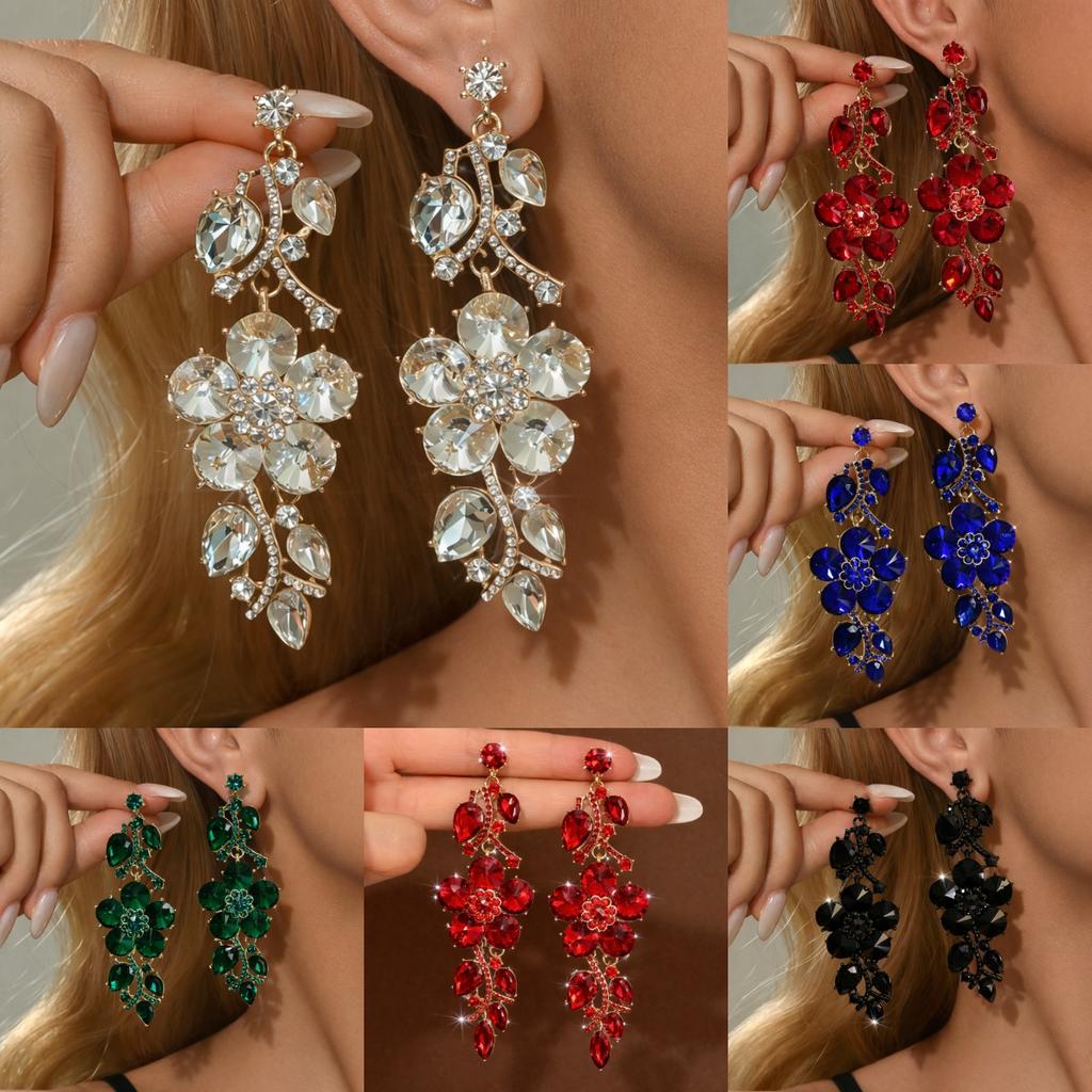 Versatile Light Luxury Flower Tassel Earrings for Women's Banquet and Wedding Versatile Accessories New Hot Selling