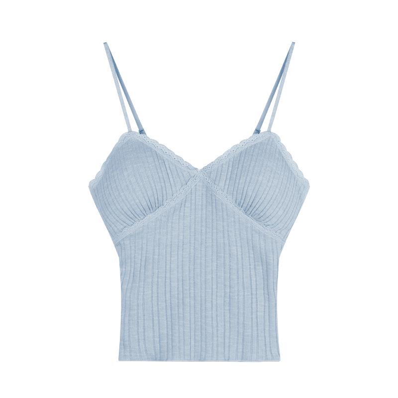 Women's White Lace Camisole Vest with Chest Pads – New French Sweet Style