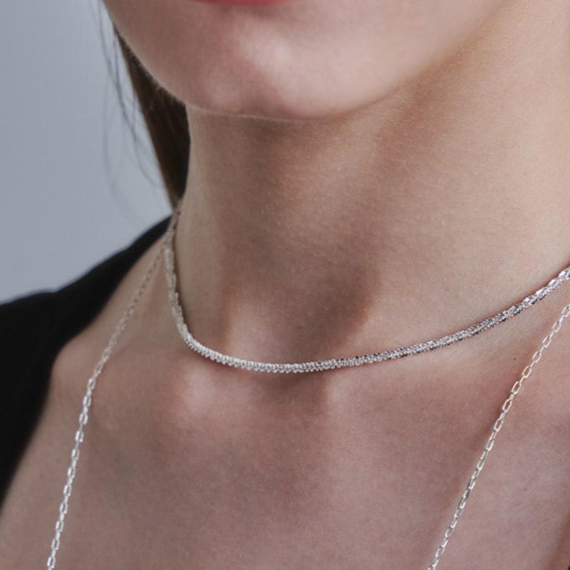 

liersi Ultimate chain Choker Necklace Silver(pure) Short
