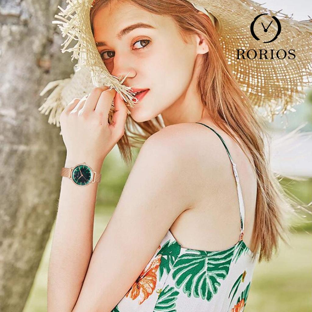 RORIOS Watch Cute Quartz Japanese Movement Waterproof 3D Dial Business Casual Simple Commuting To School Watch Green Women's