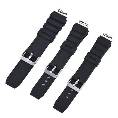 18-22mm Herren Schwarzes Silikon Uhrenarmband Armband Gürtel Wasserdichtes Gummi