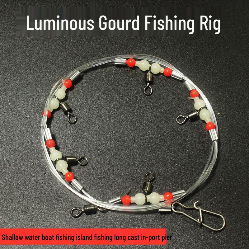 Luminous Multi-Hook Sea Fishing Rig with Gourd Swivel and Stopper Bead Set