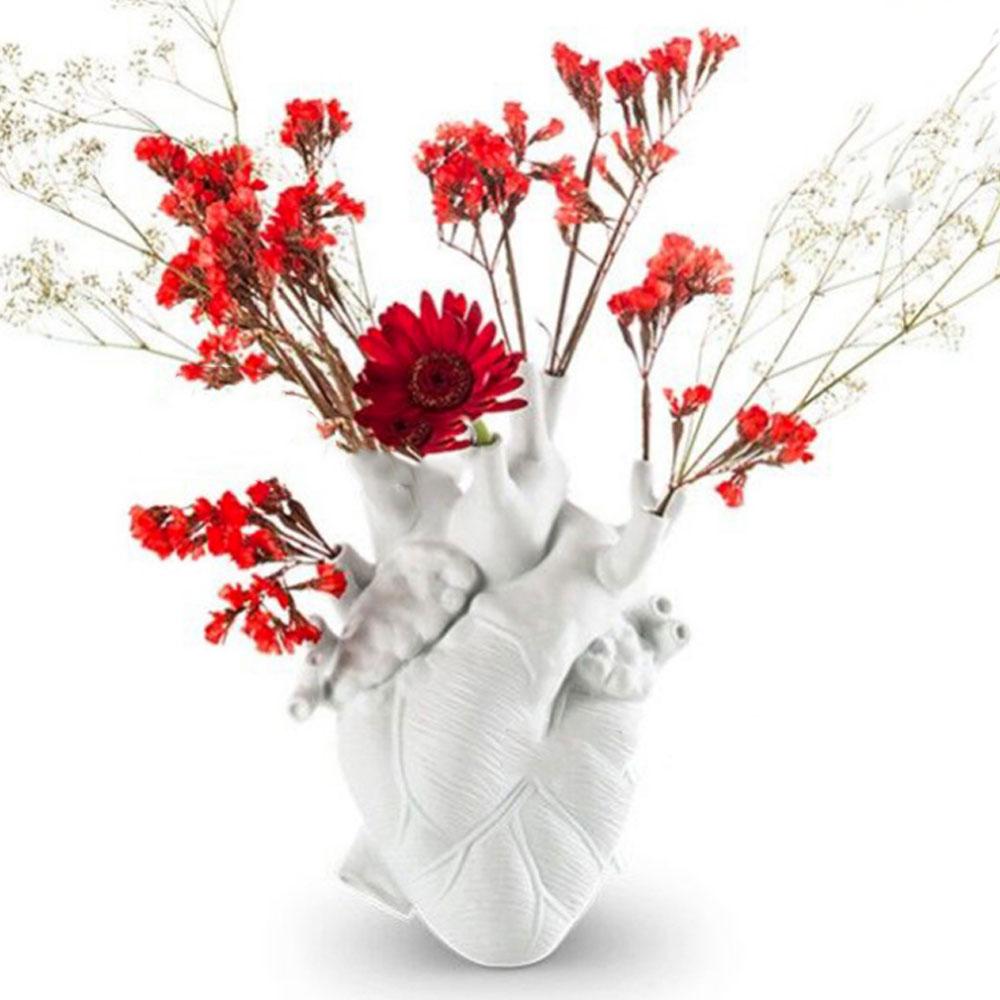 Anatomical Heart Shape Flower Vase Nordic Style Pot Dried Sculpture Desktop Plant for Home Decor Ornament Gifts