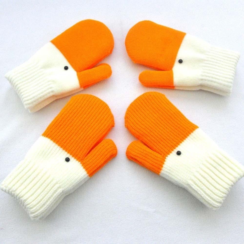 Polyester Winter Knitted Gloves Orange Anti-cold Mittens Creative Cartoon Goose Gloves  Couple