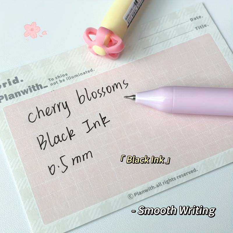 4pcs Sakura Gel Ink Pens Set Cherry Blossom Flower Print 0.5mm Ballpoint Black Color Ink Quick Dry Smooth Writing
