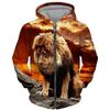Trend Tiger Pattern Zip Up Hoodies For Men Fashion Autumn Long Sleeve Pullovers Loose Streetwear Cool Hoodie