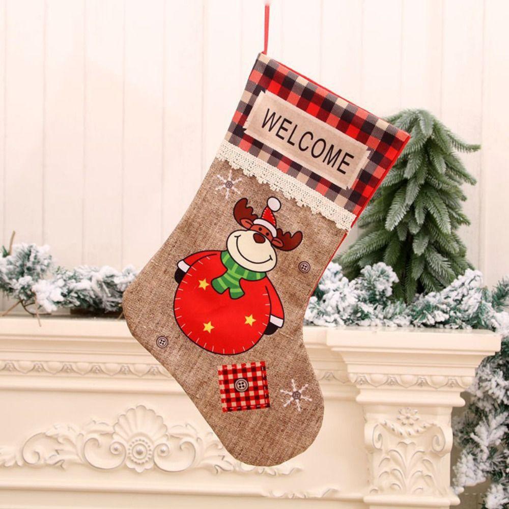 Thickened Christmas Socks Candy Bag Santa Claus Elk Snowflake Christmas Tree Decorations  Kids