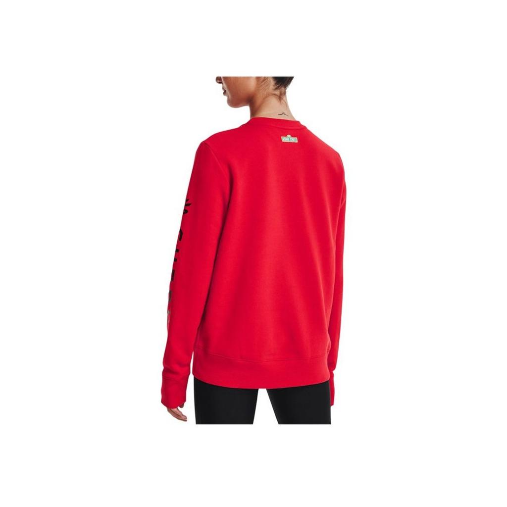 Under Armour X Sesame Street Collaboration Alphabet Number Pattern Printed Sports Crewneck Sweatshirt Women Sweatshirt Red 1369637-600