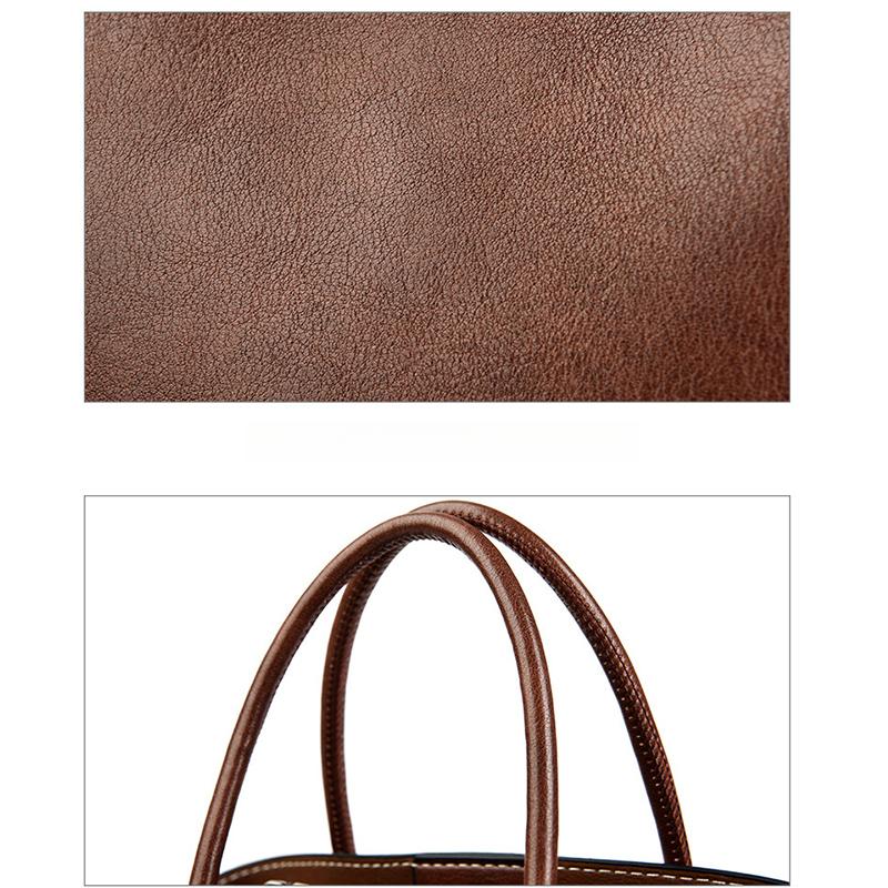 Oily Wax Leather Handbag Niche High-end Commuter Shoulderbag Female Large-capacity Messenger Bag