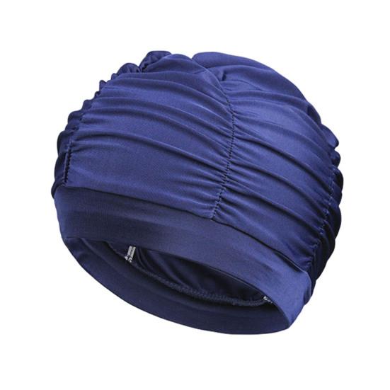 Women Cloth Swimming Cap, Breathable Ruffle Solid Color Swim Pool Cap for Adults, Short Long Thick Hair Ear Protection Bathing Hat