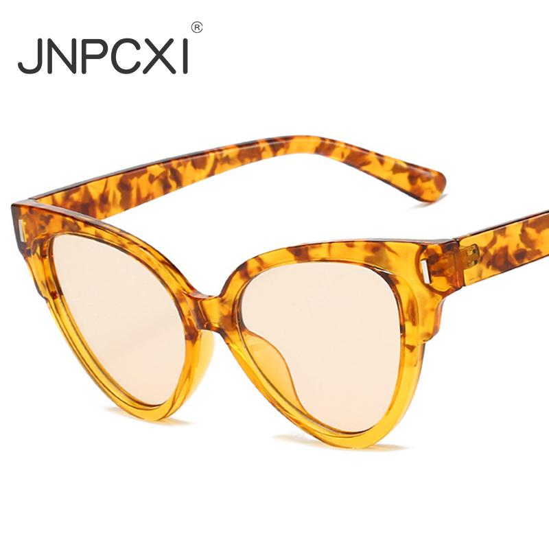 Fashion Cat Eye Rivets Sunglasses Women Fashion Pattern Yellow Leopard Gradient Shades UV400