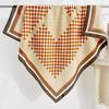 Korean Women's High-end Personalized Geometric Square Prints  Herringbone Square Scarf Design Niche Color Block Scarf