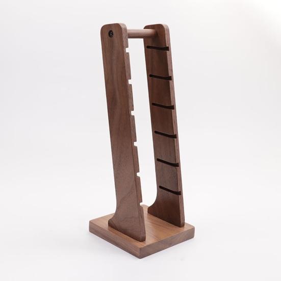 Wood Espresso Portafilter Holder with 3 Slots Universal Stand for 51/53/58mm Espresso Baskets Compact Countertop Organizer
