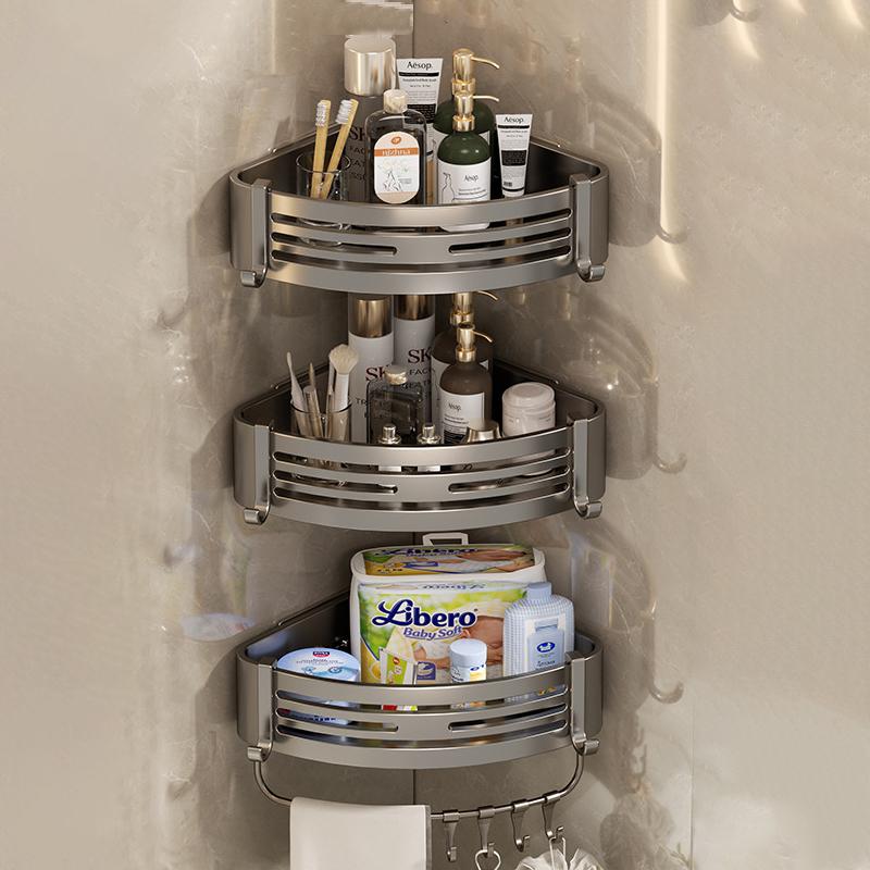 Rohová police do koupelny bez vrtání Plovoucí police Nástěnná organizace Koupelnové potřeby Sprchové police Organizér Prasklé police