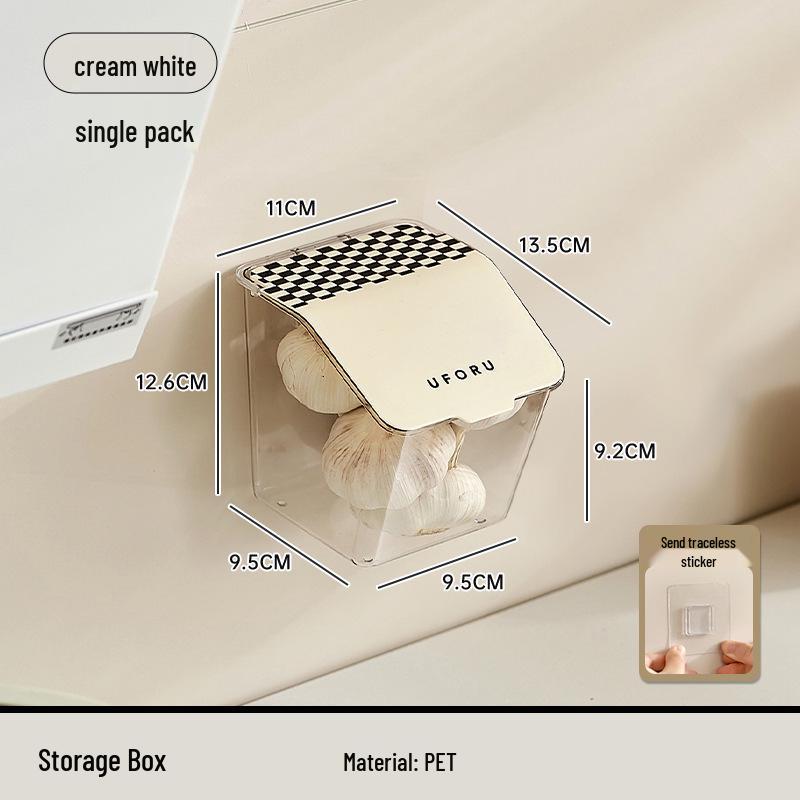 Wall-Mounted Multifunctional Storage Box for Scallions, Ginger, Garlic, and Coffee Capsules - Punch-Free Organizer Basket