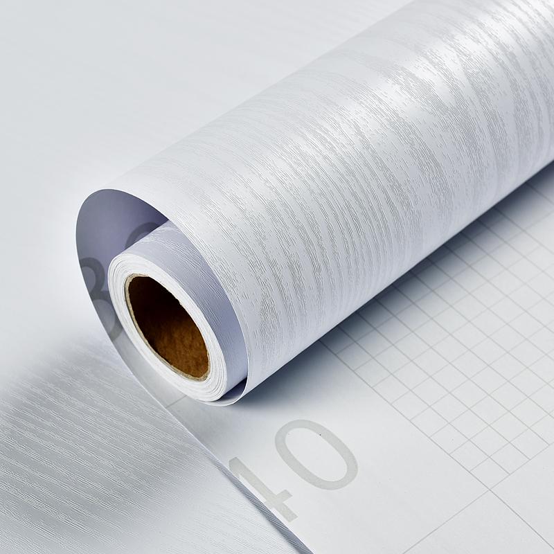 Pure White Furniture Renovation Sticker Decoration Waterproof Desktop Wardrobe Door Wood Grain Self-Adhesive Household Wallpaper