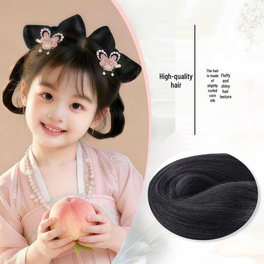 Children's Hanfu Hair Bun Pad – Bow Styling Accessory for Girls