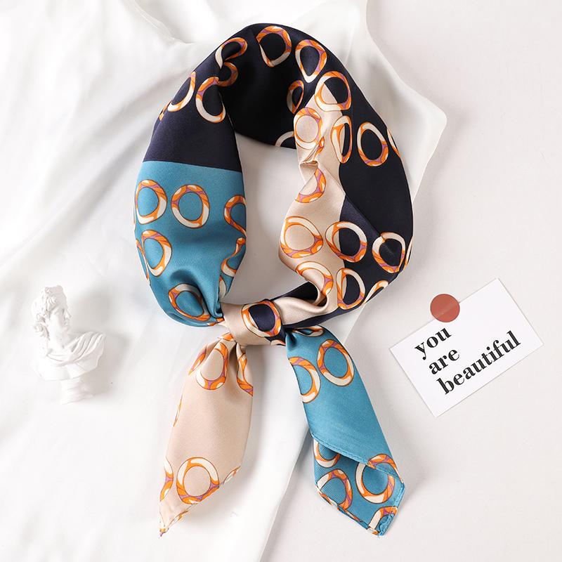 Luxury Brand  Silk Square Scarf Women Cat Neck Hair Tie Band Beach Hijab Kerchief Head Headbands Bandana Female Foulard 70cm