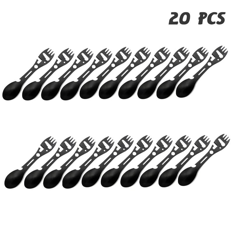 Multifunctional Outdoor Camping Tableware Portable Tableware Tools Soup Spoon Can Opener Picnic Hiking Forks Travel Equipment