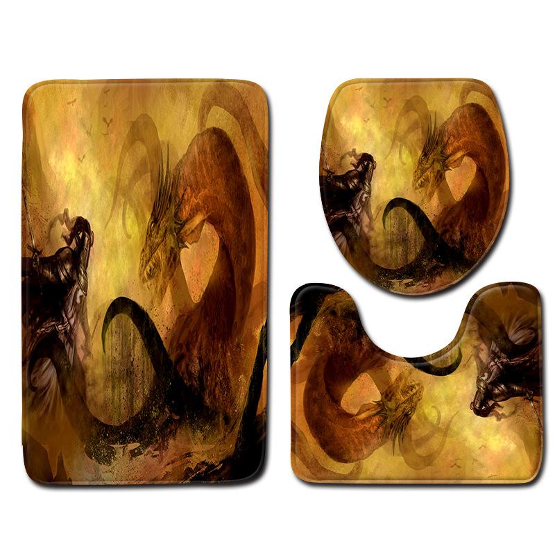 Creative Doormat, Bathroom Floor Mat, Toilet Three-Piece Carpet