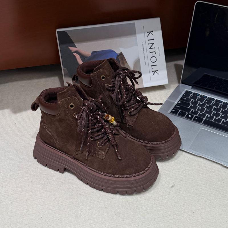 

Кожаные ботинки Мартин женские ранняя осень новые на толстой подошве универсальные западные джинсовые повседневные универсальные 40 кофейный